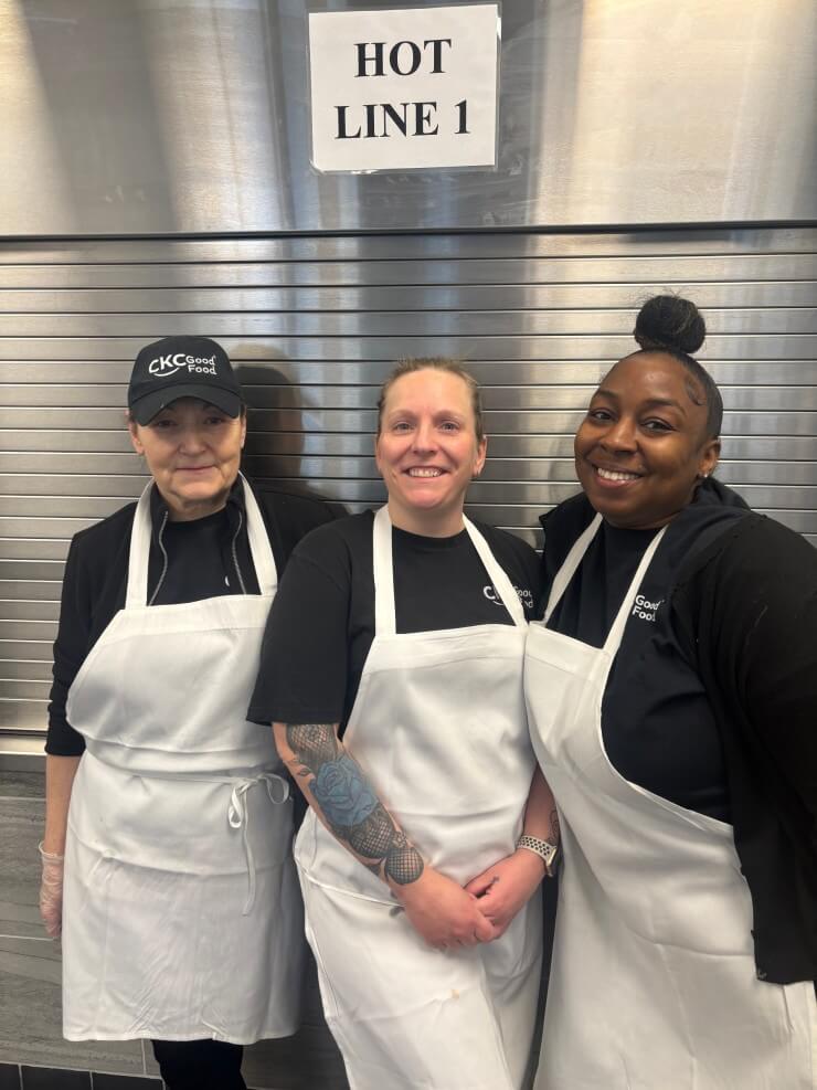 Photo of three food service team members who work at Hiawatha Collegiate High Schools